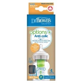 Dr. Browns Natural Flow Options+ Γυάλινο Μπιμπερό με Φαρδύ Λαιμό και Θηλή Σιλικόνης- 150ml