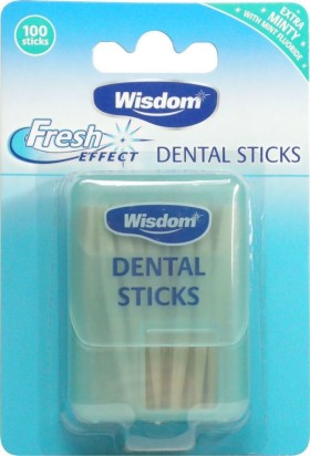 Wisdom Fresh Effect Dental Sticks Οδοντογλυφίδες με Γεύση Μέντα, 100τμχ
