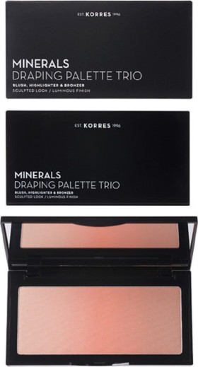 Korres Draping Palette Trio Coral Παλέτα με Ρουζ, Bronzer, Highlighter, 1τμχ