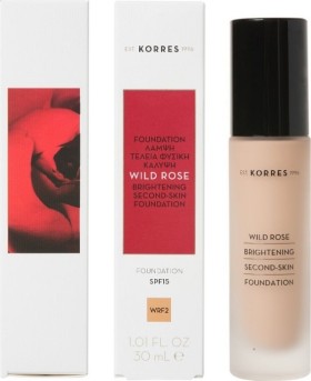 Korres Wild Rose Brightening Foundation SPF15 Άγριο Τριαντάφυλλο WRF2 για Λάμψη & Φυσική Κάλυψη, 30ml