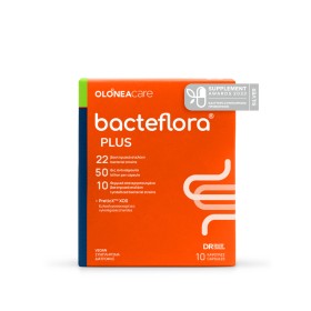 Olonea BacteFlora Plus Συνδυασμός υψηλής συγκέντρωσης Προβιοτικών ευρέως φάσματος & Πρεβιοτικού, 10 vcaps