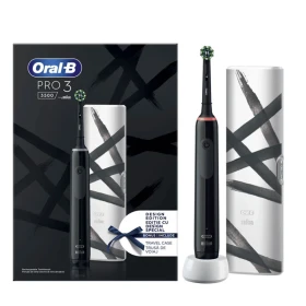 Oral-B Pro 3 3500 Design Edition Black Επαναφορτιζόμενη Ηλεκτρική Οδοντόβουρτσα & Θήκη Ταξιδίου, 1τεμ.