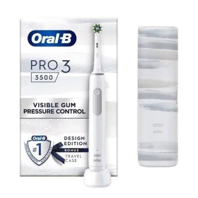 Oral-B Pro 3 3500 White Design Edition Επαναφορτιζόμενη Ηλεκτρική Οδοντόβουρτσα Λευκή με Θήκη Ταξιδίου, 1τεμ