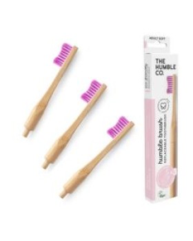 THE HUMBLE CO Humble Replaceable Brush, Οδοντόβουρτσα Bamboo με 3 Αντικαταστάσιμες Κεφαλές - Soft Ροζ