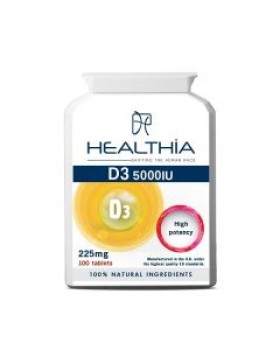 Healthia Vitamin D3 5000IU Συμπλήρωμα Διατροφής με Βιταμίνη D3, 100 tabs