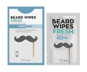 Vican Wise Men Beard Wipes Fresh Μαντηλάκια καθαρισμού για τη γενειάδα του άνδρα, 12τμχ