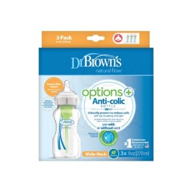 Dr. Browns Natural Flow Options+ Πλαστικό Μπιμπερό με Φαρδύ Λαιμό & Θηλή Σιλικόνης 3x270ml