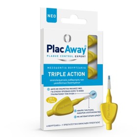 Plac Away Triple Action Μεσοδόντια Βουρτσάκια 0.7mm Κίτρινο 6τμχ