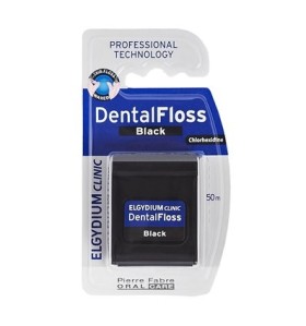 Elgydium Dental Floss Black Οδοντικό Νήμα με Μαύρο Χρώμα, Ελαφρά Κερωμένο & Εμποτισμένο με Χλωρεξιδίνη, 50m