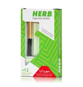 Herb Cigarette Holder Μαύρο Χρώμα + Θήκη + 12 Ανταλλακτικά Φίλτρα