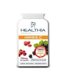 Healthia Herbal C 750mg Συμπλήρωμα με 100% Φυσική Βιταμίνη C 60 caps