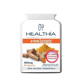 Healthia X-tra Turmeric 500mg Συμπλήρωμα Διατροφής με Κουρκούμη, 60 caps