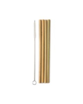 The Humble Co. Bamboo Straws Καλαμάκια Μπαμπού & Βουρτσάκι Καθαρισμού, 4 τεμάχια
