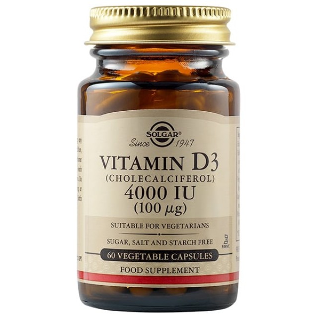 Solgar Vitamin D-3 4000IU 60 φυτικές κάψουλες
