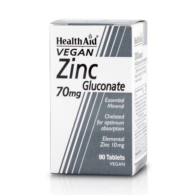 Health Aid Zinc Gluconate Συμπλήρωμα Διατροφής 70mg 90 ταμπλέτες