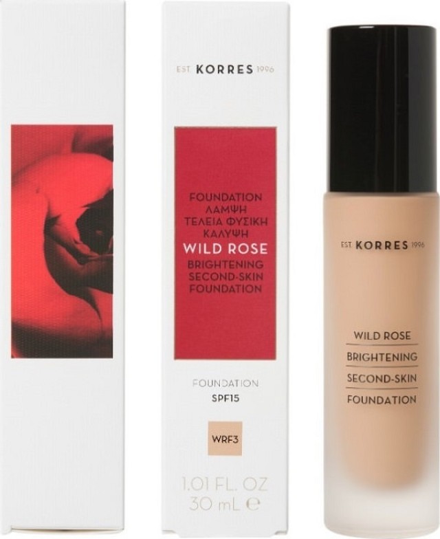 Korres Wild Rose Brightening Foundation SPF15 Άγριο Τριαντάφυλλο WRF3 για Λάμψη & Φυσική Κάλυψη, 30ml