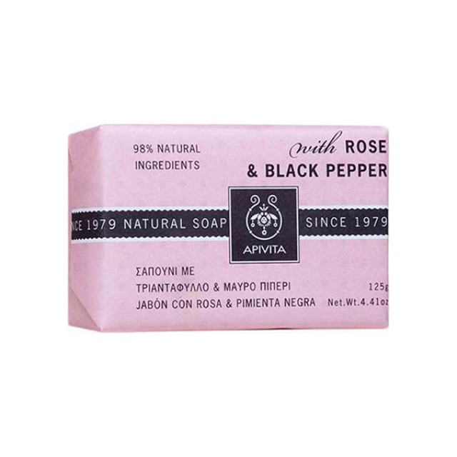 Apivita Natural Soap Rose & Black Pepper 125g