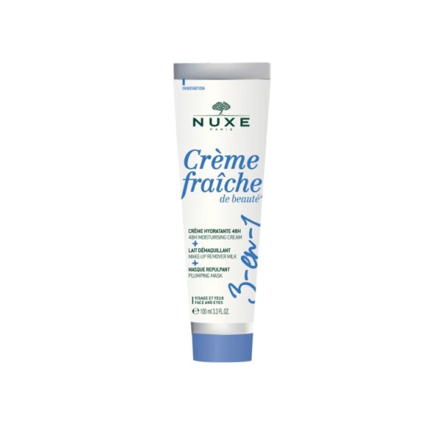 Nuxe Creme Fraiche de Beaute 3 in 1 48ωρη Ενυδατική Κρέμα, Γαλάκτωμα Ντεμακιγιάζ & Μάσκα Επαναπύκνωσης 3σε1, 100ml