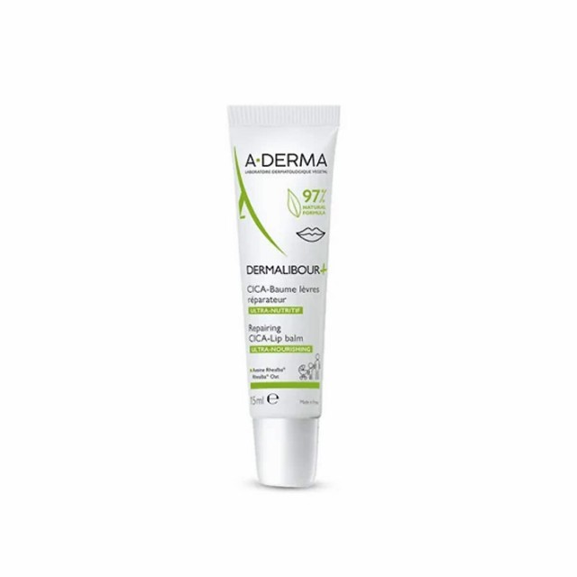 A-Derma Dermalibour+ Repairing Cica-Lip Balm Βάλσαμο Χειλιών για Σκασμένα & Ξηρά Χείλη 15ml