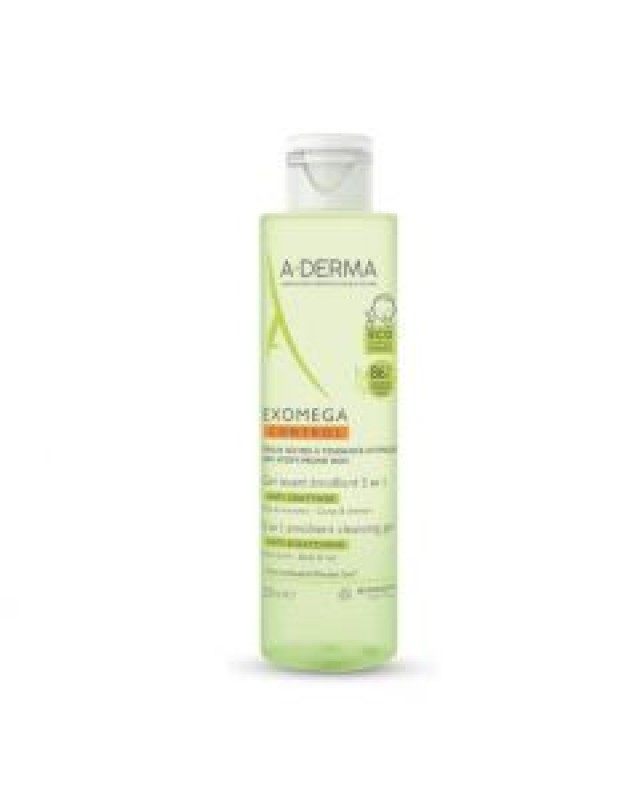 A-Derma Exomega Control Gel Lavant Emollient Μαλακτικό Τζελ Καθαρισμού 2 σε 1 για το Ατοπικό Δέρμα, για Μαλλιά & Σώμα 200ml