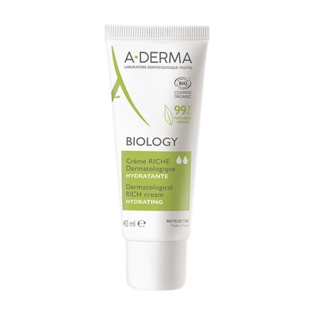 A-Derma Biology Moisturizing Cream with Rich Texture for Fragile Skin Ενυδατική Κρέμα με Πλούσια Υφή για Ευθραυστό / Ξηρό Δέρμα 40ml