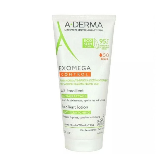 A-Derma Exomega Control Lait Emolliente Μαλακτικό Καταπραϋντικό Γαλάκτωμα Για Το Ατοπικό Δέρμα 200ml