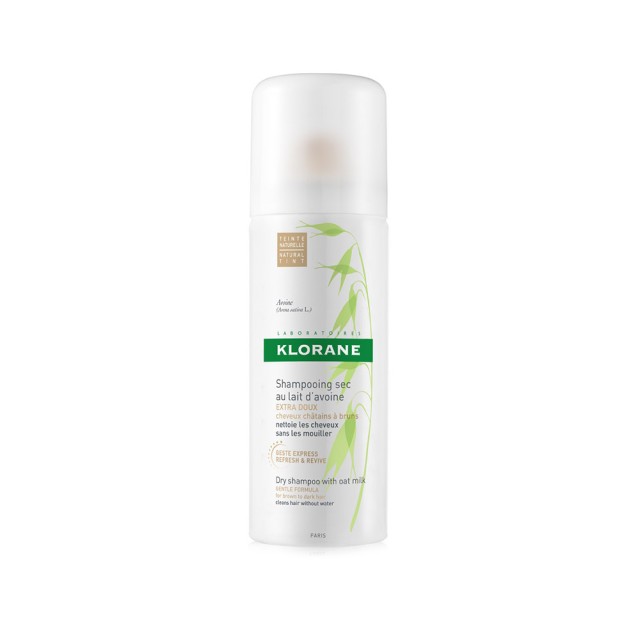 Klorane Dry Shampoo Oat Milk For Dark Hair, Ξηρό Σαμπουάν με Γαλάκτωμα Βρώμης για Καστανά & Σκούρα Μαλλιά 50ml