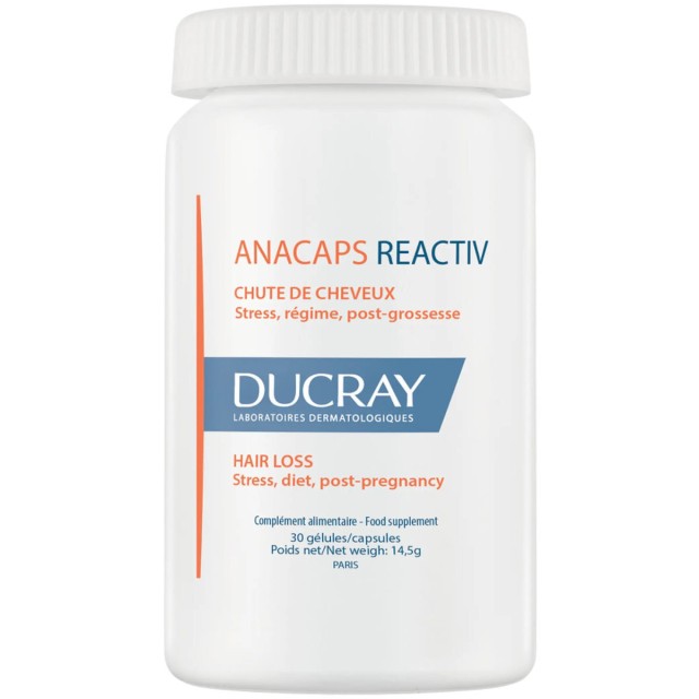 Ducray Anacaps Reactiv 30caps, Συμπλήρωμα Διατροφής Για Την Αντιμετώπιση Της Αντιδραστικής Τριχόπτωσης