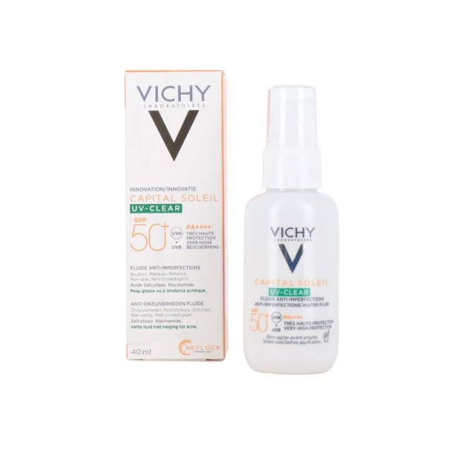 Vichy Capital Soleil UV-Clear Λεπτόρρευστο Αντηλιακό Προσώπου κατά των Ατελειών SPF50, 40ml