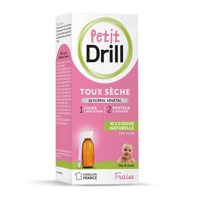 Pierre Fabre Sante Petit Drill Παιδικό Σιρόπι για τον Ξηρό Βήχα με Γεύση Φράουλα για Βρέφη από 6 Μηνών & Παιδιά έως 6 Ετών, 125ml