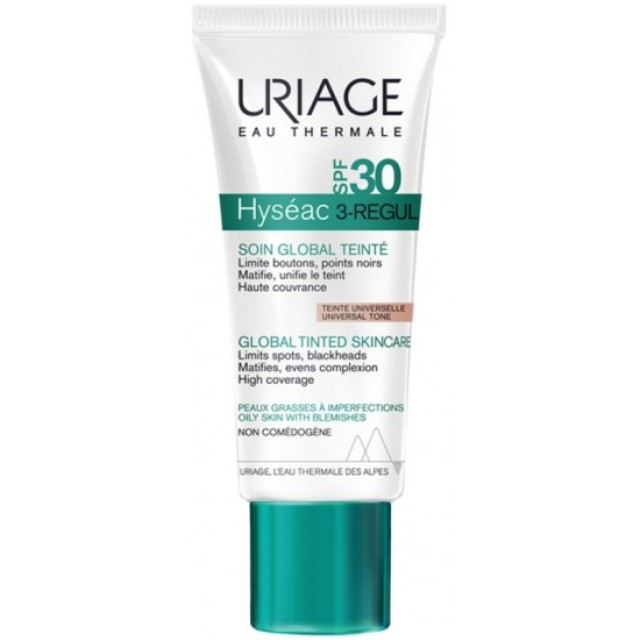 Uriage Hyseac 3 Regul Global Tinted Skin Care SPF30 Ενυδατική Κρέμα προσώπου με χρώμα, 40ml