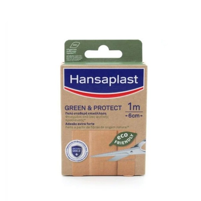Hansaplast Green & Protect Eco Friendly Αυτοκόλλητα Επίθεματα Πληγών, 1mx6cm, 10τεμ