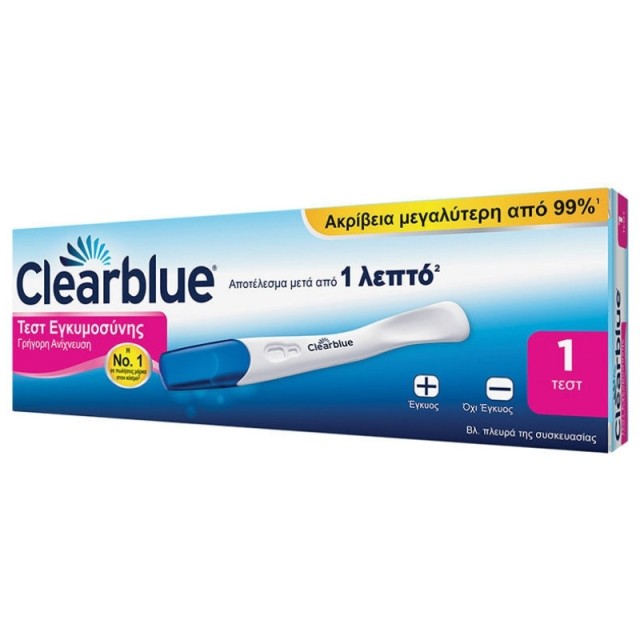 Clearblue Τεστ Εγκυμοσύνης Γρήγορης Ανίχνευσης για Αποτελέσματα μετά από 1 λεπτό, 1τμχ