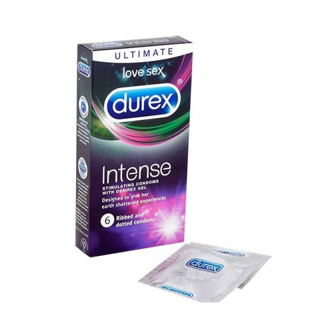 Durex Intense Stimulating Condoms Προφυλακτικά με Διεγερτική Υφή με Ραβδώσεις και Κουκίδες 6τμχ