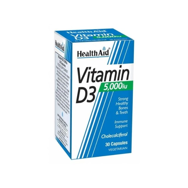 Health Aid Vit D3 5000iu 30 Φυτικές Κάψουλες - Συμπλήρωμα Διατροφής Με Βιταμίνη D3
