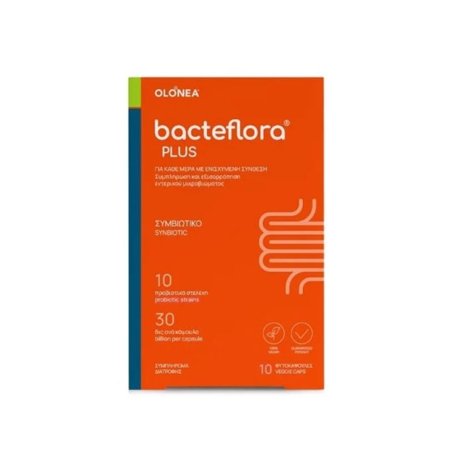Olonea BacteFlora Plus Συνδυασμός υψηλής συγκέντρωσης Προβιοτικών ευρέως φάσματος & Πρεβιοτικού, 10 vcaps