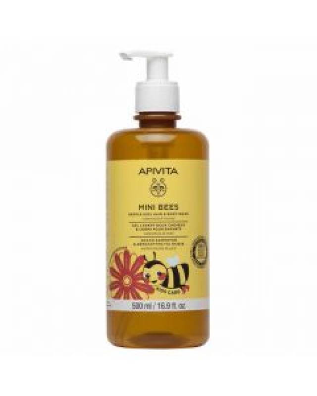 Apivita Mini Bees Kids Hair & Body Wash Απαλό Σαμπουάν & Αφρόλουτρο για Παιδιά με Καλέντουλα & Μέλι 500ml