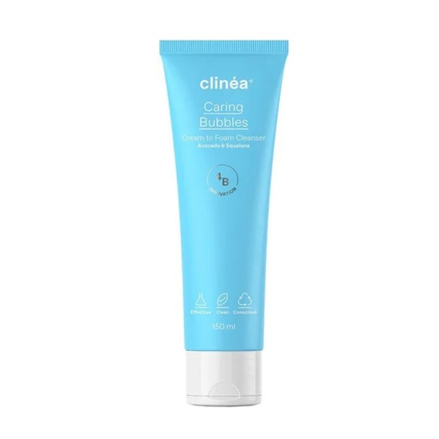 Clinea Caring Bubbles Cream to Foam Cleanser (150ml) - Κρεμώδης Αφρός Καθαρισμού