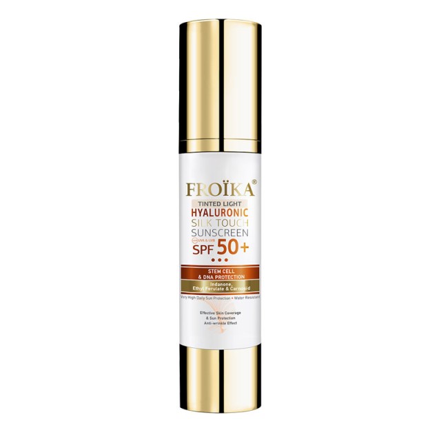 Froika Hyaluronic Silk Touch Suncare Tinted Cream Light SPF50+ Αδιάβροχη Αντηλιακή Κρέμα Προσώπου με Χρώμα, 40ml