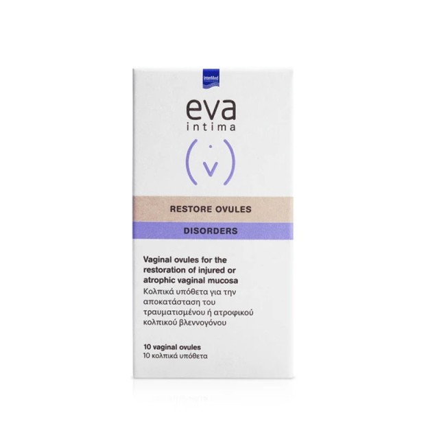 Intermed Eva Intima Restore Ovules Κολπικά Υπόθετα για Τραυματισμούς ή Ήπια Ατροφία, 10τεμ.