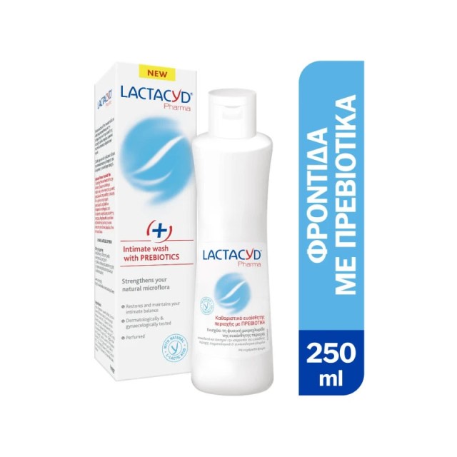 Lactacyd Pharma Intimate Wash With Prebiotics + Καθαριστικό Ευαίσθητης Περιοχής Με Πρεβιοτικά, 250ml