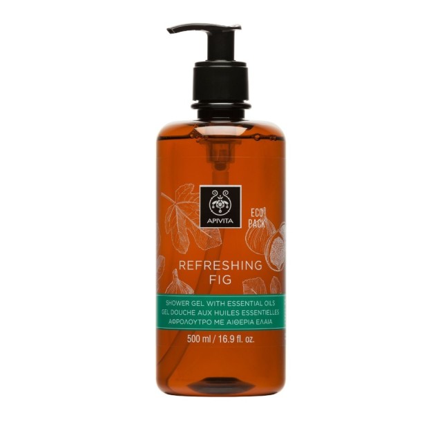 Apivita Eco Pack Refreshing Fig Shower Gel with Essential Oils Αφρόλουτρο Σύκο με Αιθέρια Έλαια, 500ml