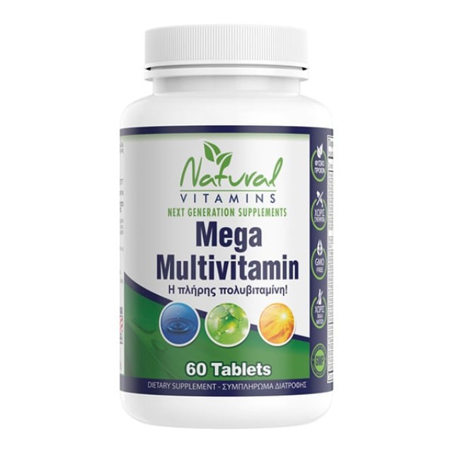 NATURAL VITAMINS Mega Multivitamin - Πολυβιταμίνη  - 60Tabletes