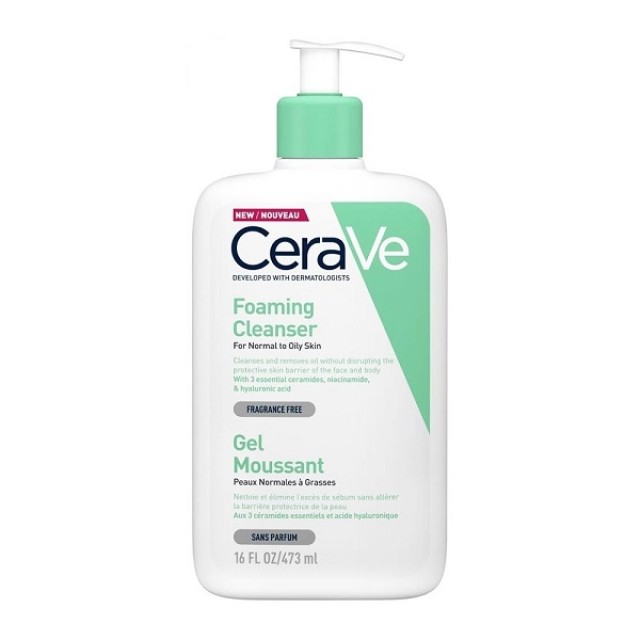 Cerave Foaming Cleanser Gel Καθαρισμού για Κανονικές έως Λιπαρές Επιδερμίδες, 473ml