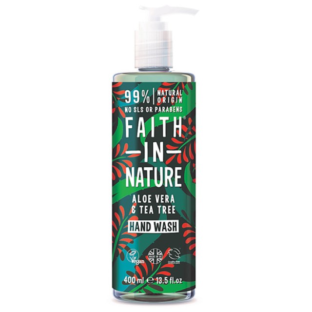 Faith in Nature Hand Wash Βιολογική Αλόη Βέρα και Τεϊόδενδρο, 400ml