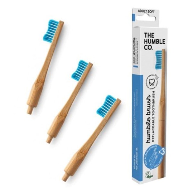 The Humble Co. Humble Brush Οδοντόβουρτσα Bamboo Soft Ενηλίκων 1τεμ, & 3τεμ Κεφαλές Αντικατάστασης, Μπλέ