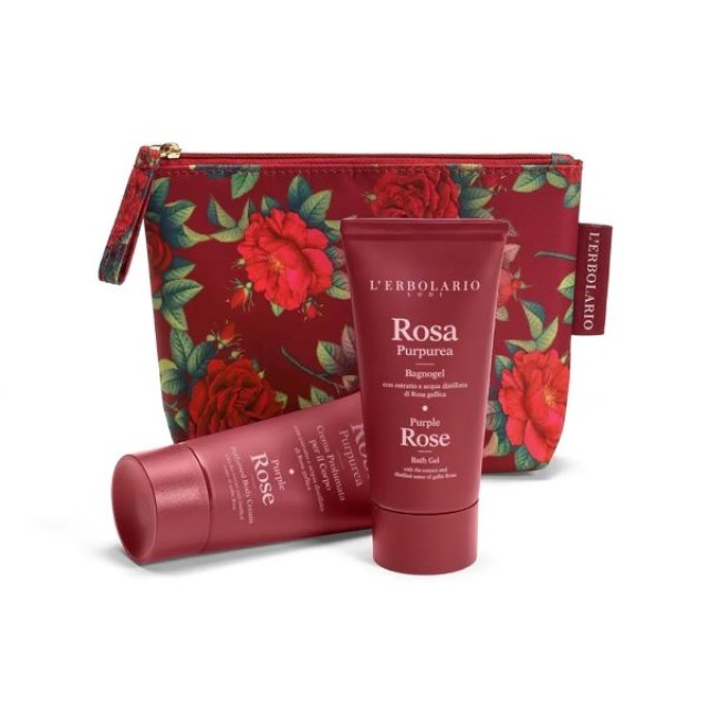 LERBOLARIO Beauty-Set Favolosa Rosa Purpurea, Shower Gel 75ml & Body Cream 75ml & ΔΩΡΟ Νεσεσέρ