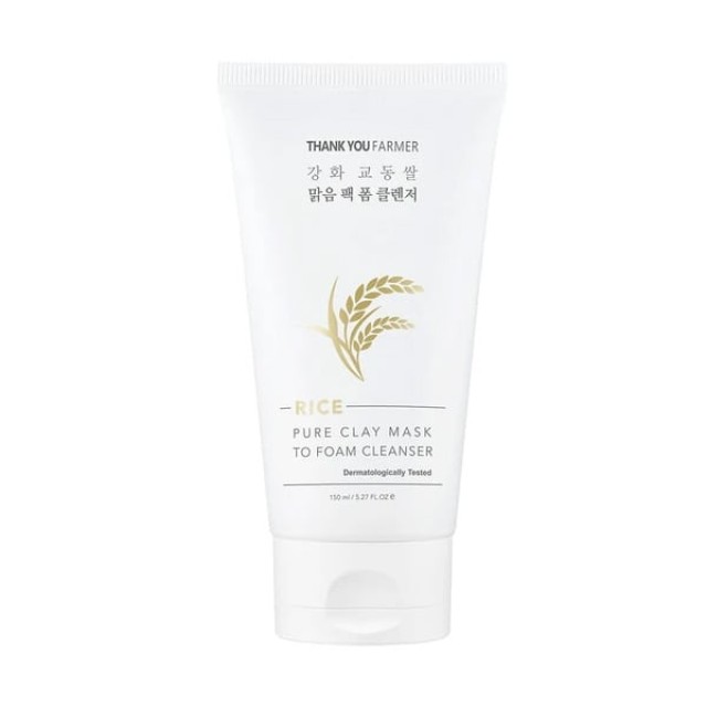 THANK YOU FARMER RICE PURE CLAY MASK TO FOAM CLEANSER 150ml
