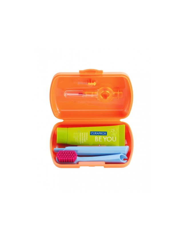 CURAPROX TRAVEL SET ΠΟΡΤΟΚΑΛΙ ΟΔΟΝΤ.- ΜΕΣΟΔ.ΒΟΥΡΤΣ.- BE YOU 10ML