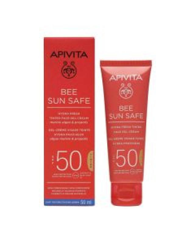 Apivita Bee Sun Safe SPF50 Αντηλιακή Ενυδατική Κρέμα-Gel Προσώπου με Χρώμα 50ml